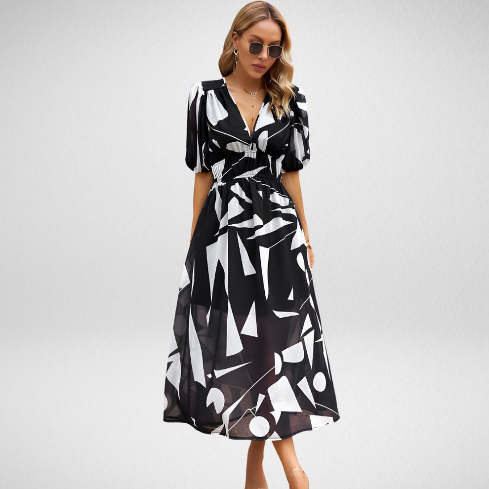 Claudeen | Zomerse Maxi Jurk met Grafische Print